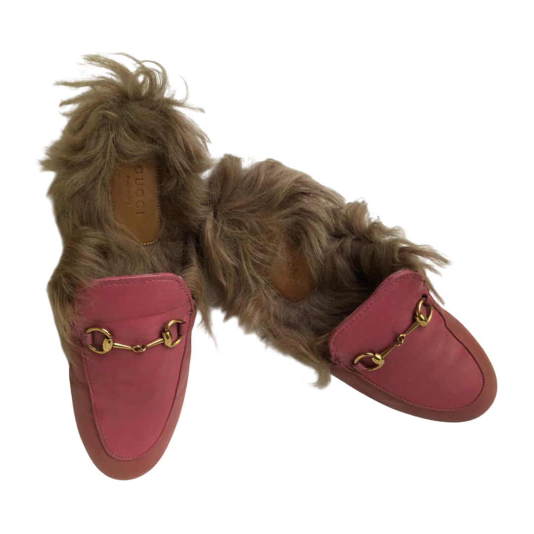 Gucci Mocassins Leather & Fur OG Pink