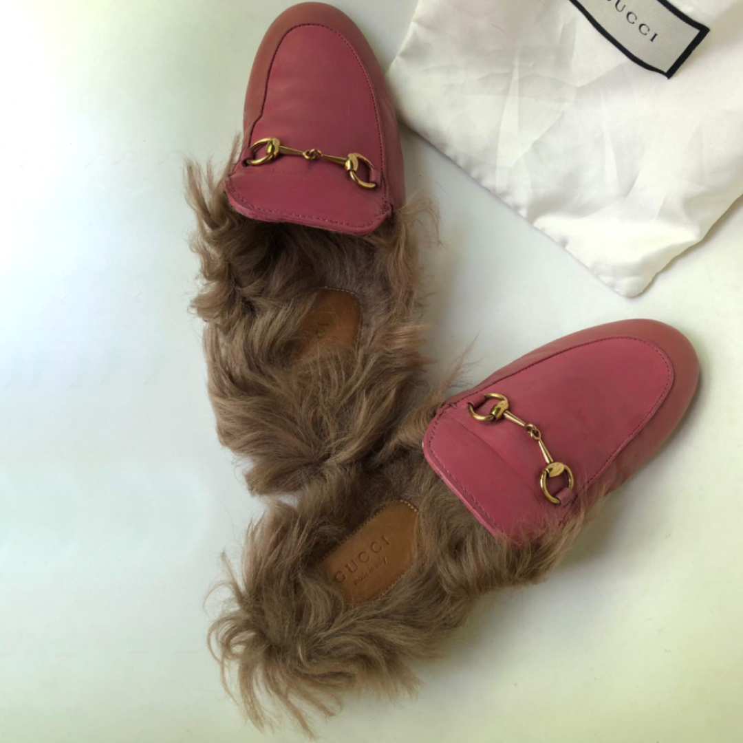 Gucci Mocassins Leather & Fur OG Pink